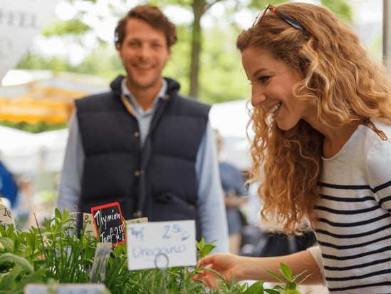 Couple at Viktualienmarkt Market in Munich