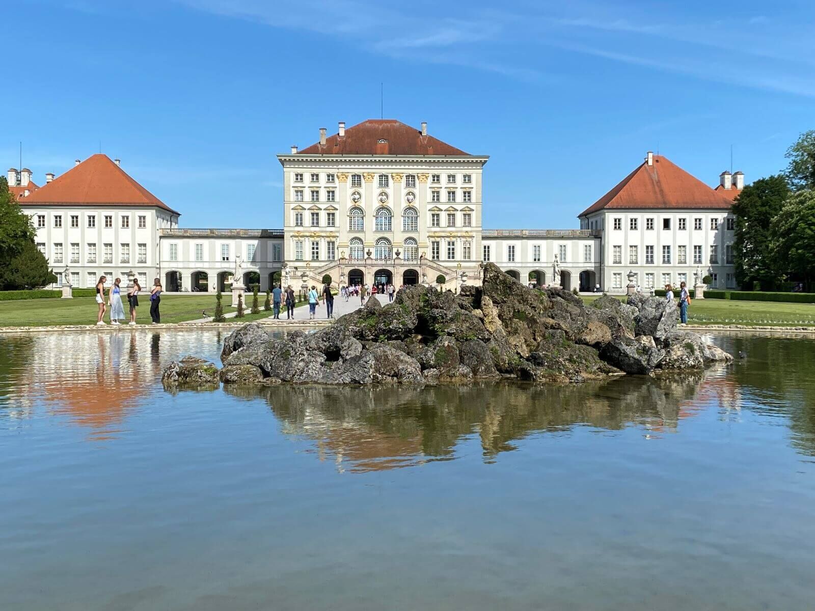 There are beautiful fountains at the park of Nymphenburg Palace