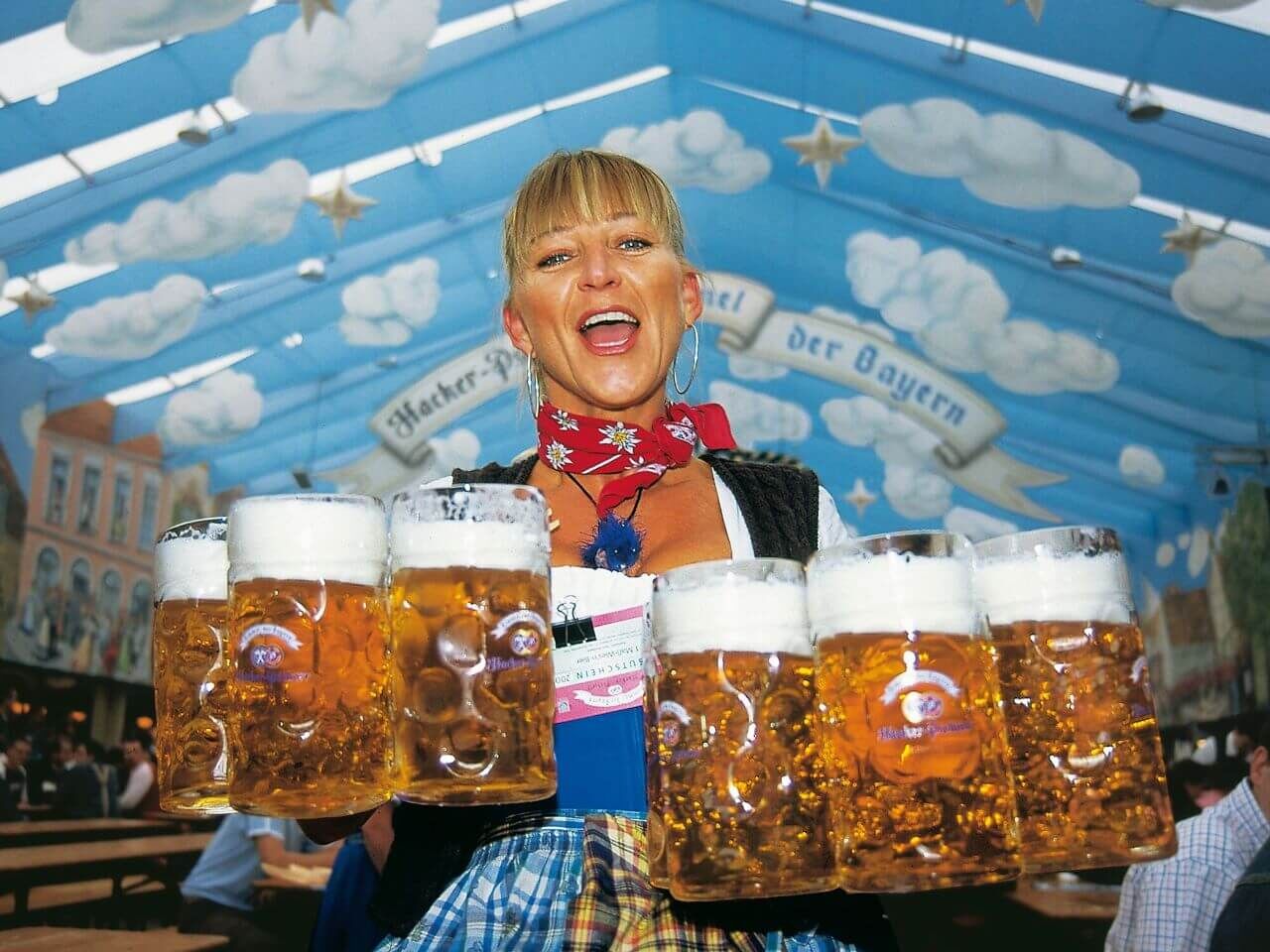 Beer at the Hacker tent at the Octoberfest in Munich
